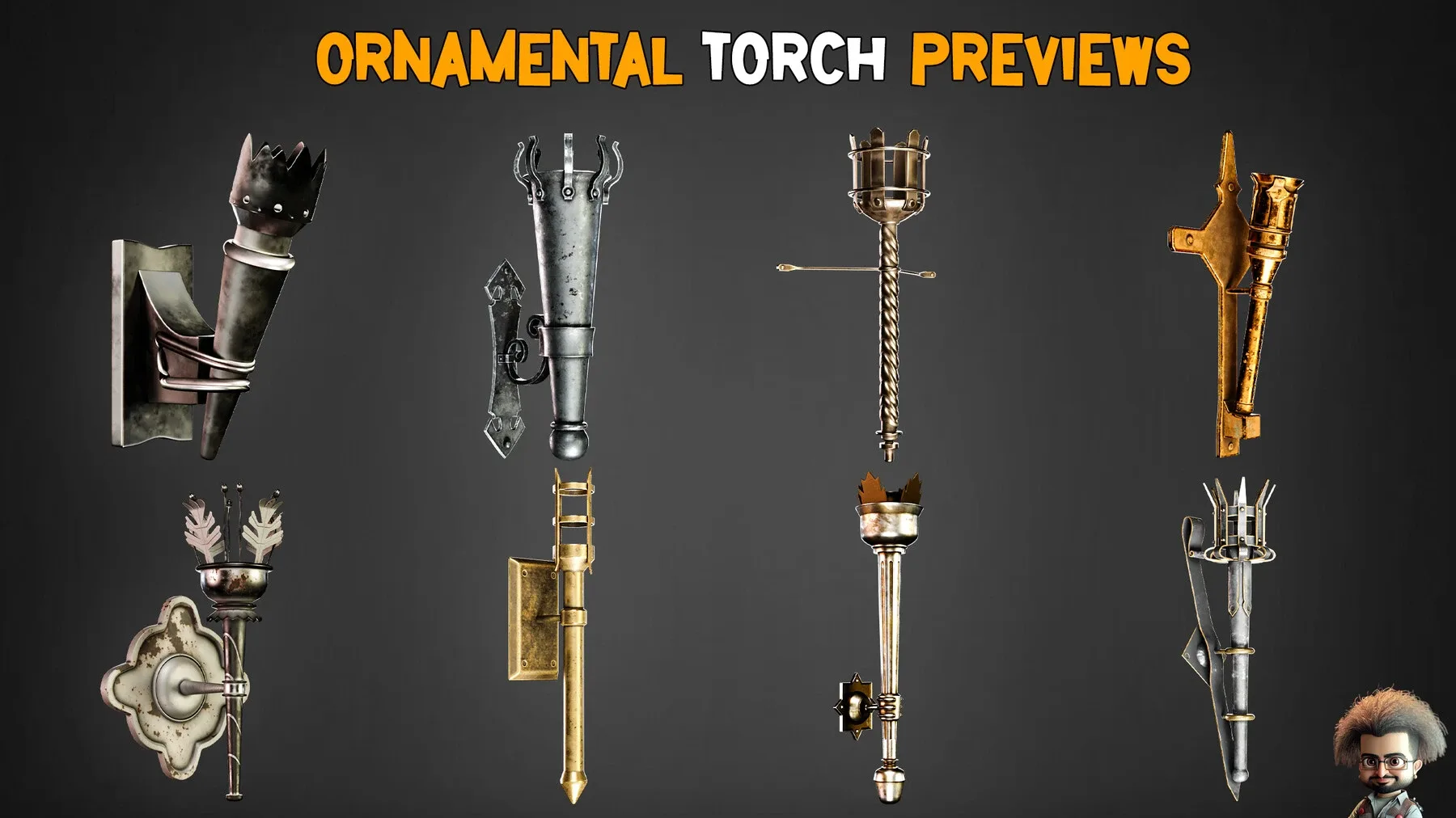 50 Ornamental Torches Models + Texture