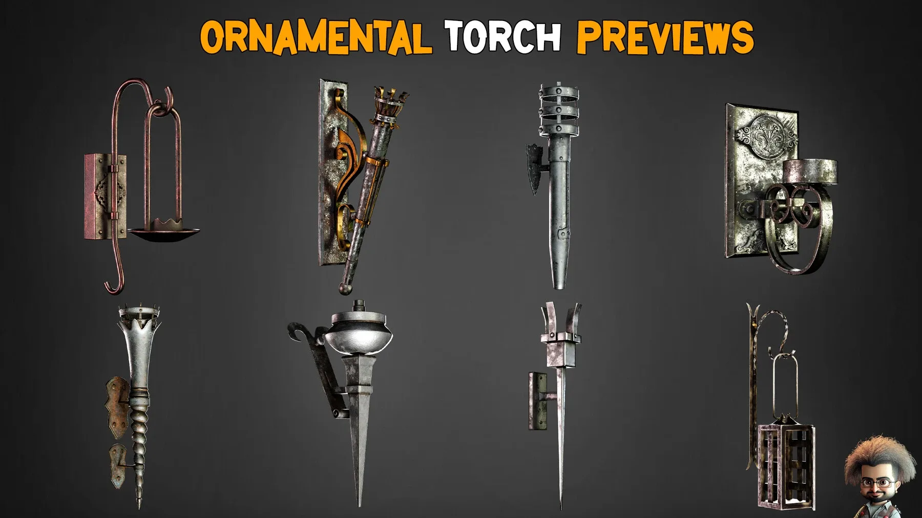 50 Ornamental Torches Models + Texture