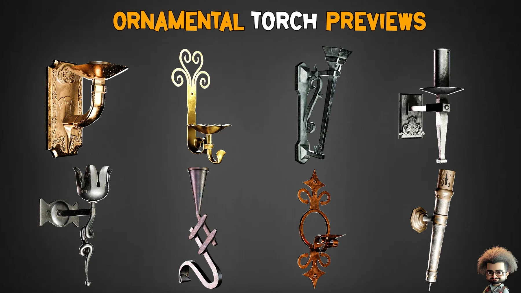 50 Ornamental Torches Models + Texture