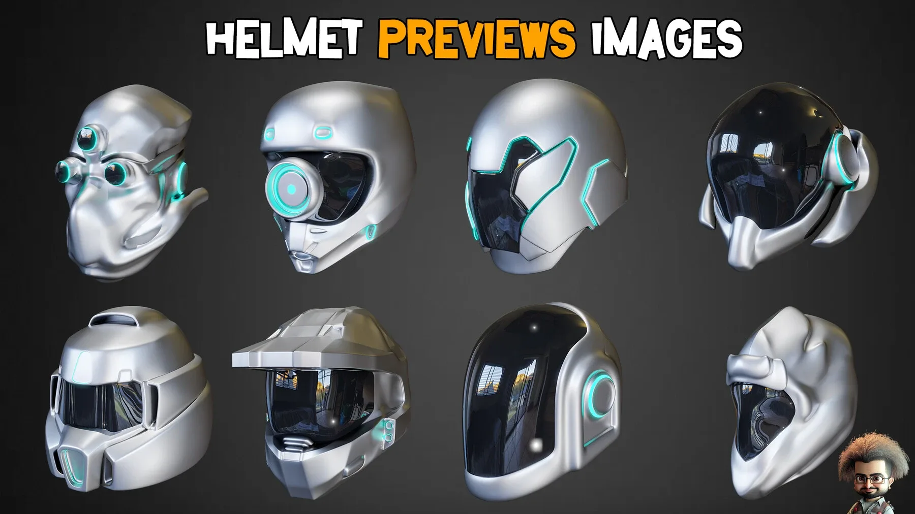 30 Sci-Fi Helmets Base Mesh + Textures