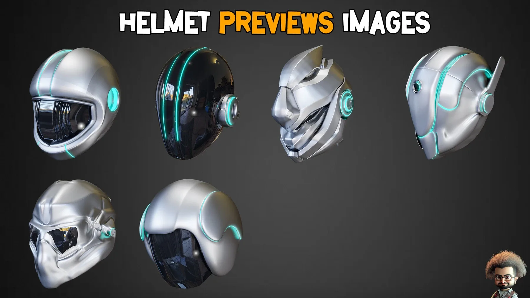 30 Sci-Fi Helmets Base Mesh + Textures