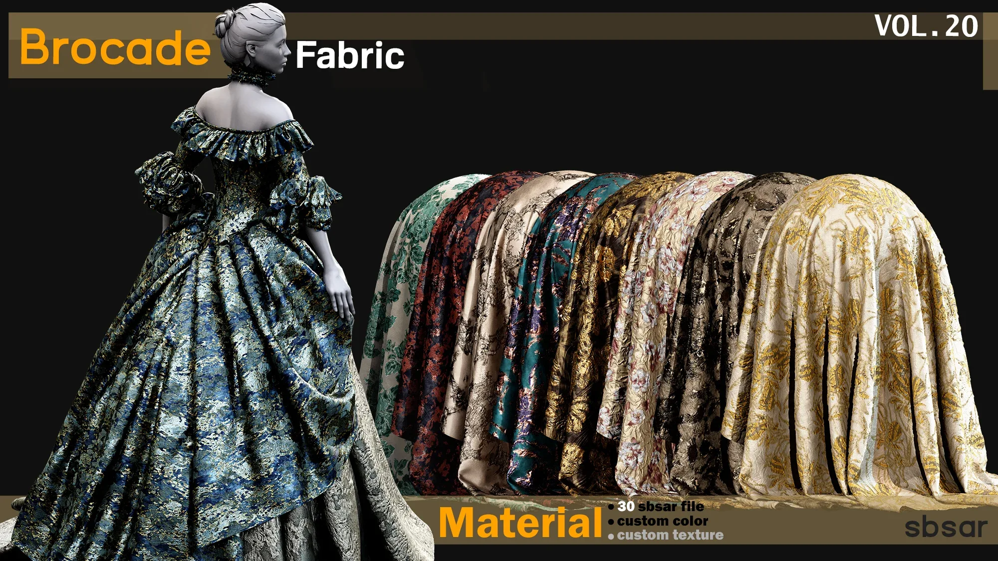 Brocade fabric Material -SBSAR -custom color -custom fabric -VOL 20