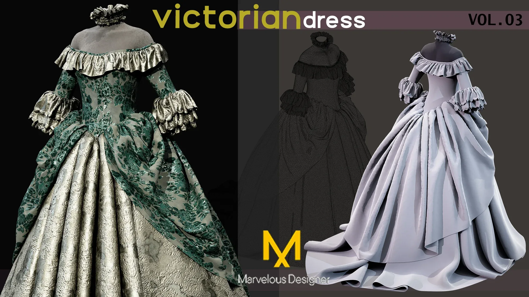 Victorian dress(outfit) - Marvelous designer_ (Vintage collection) VOL03