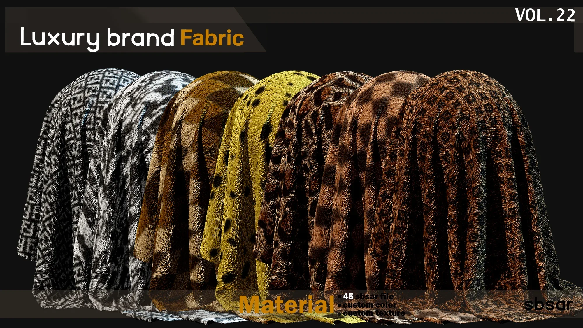 50 Luxury brand fabric Material(fur and plush) -SBSAR -custom color -custom fabric -VOL 22