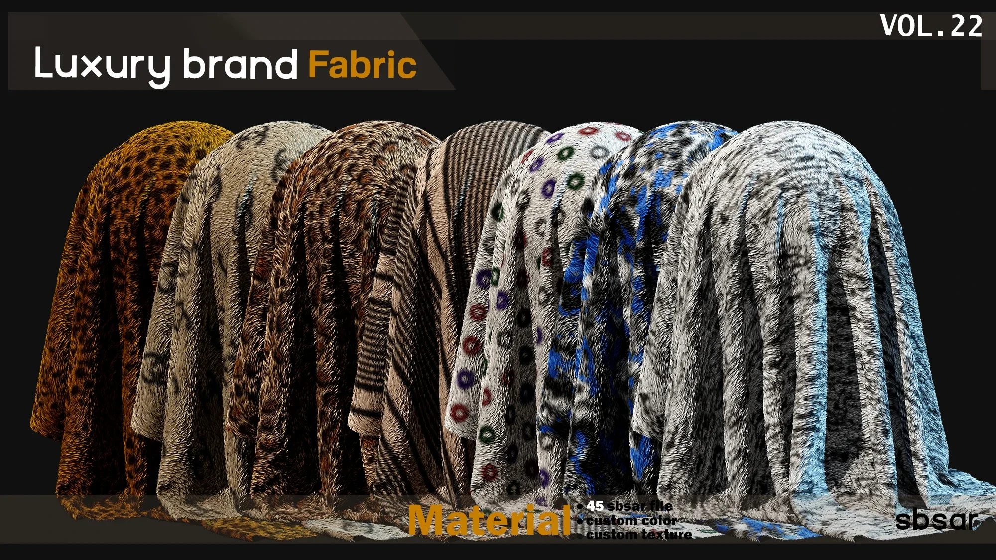 50 Luxury brand fabric Material(fur and plush) -SBSAR -custom color -custom fabric -VOL 22