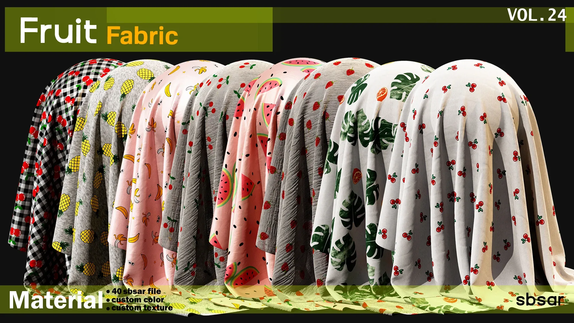 fruit fabric(summer fabric) Material -SBSAR -custom color -custom fabric -VOL 24