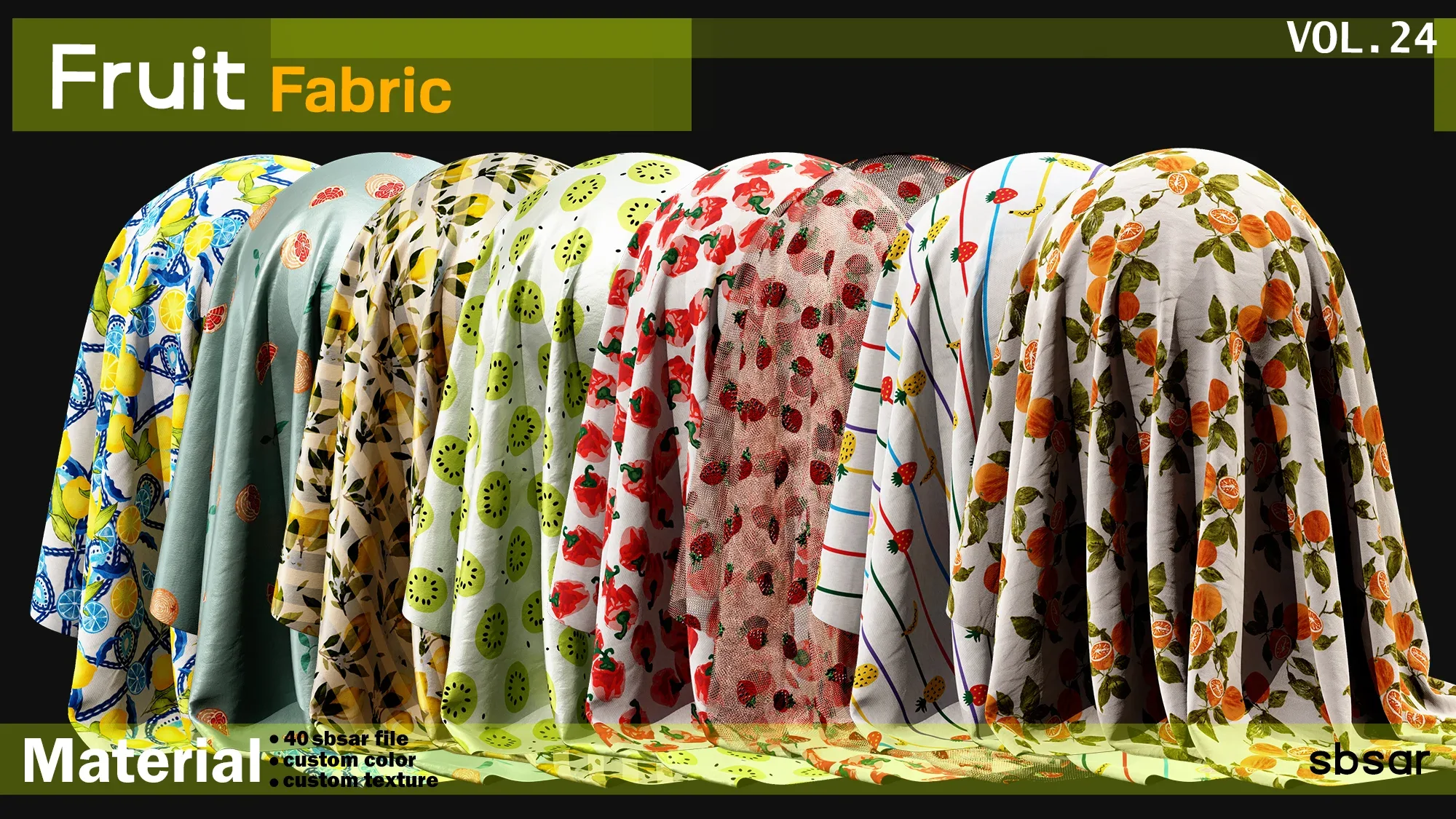 fruit fabric(summer fabric) Material -SBSAR -custom color -custom fabric -VOL 24