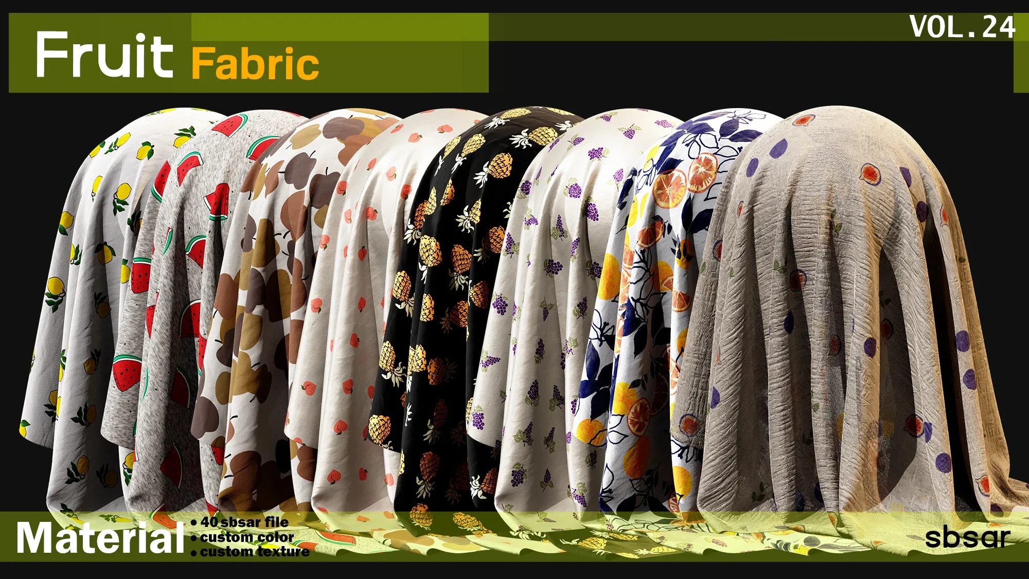 fruit fabric(summer fabric) Material -SBSAR -custom color -custom fabric -VOL 24