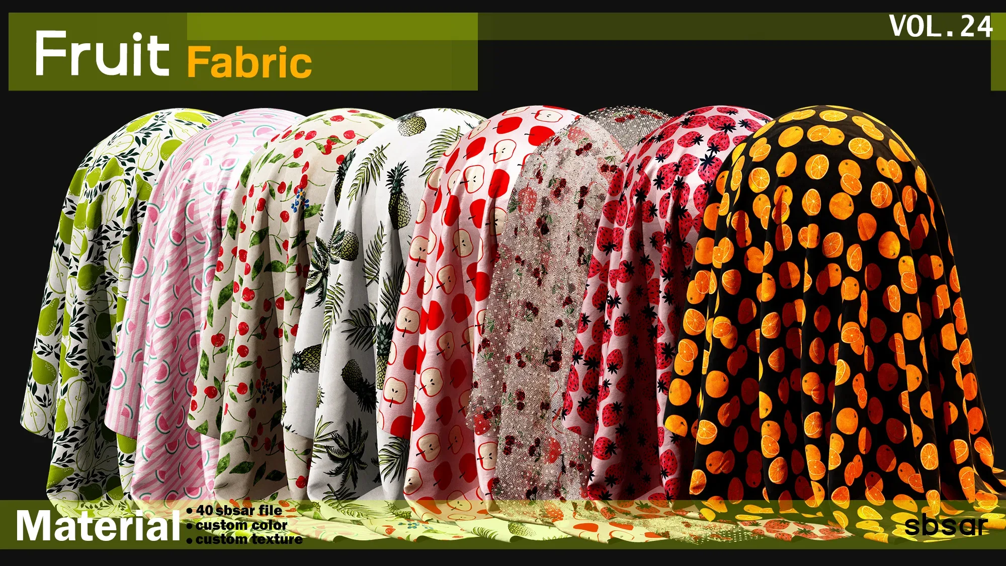 fruit fabric(summer fabric) Material -SBSAR -custom color -custom fabric -VOL 24