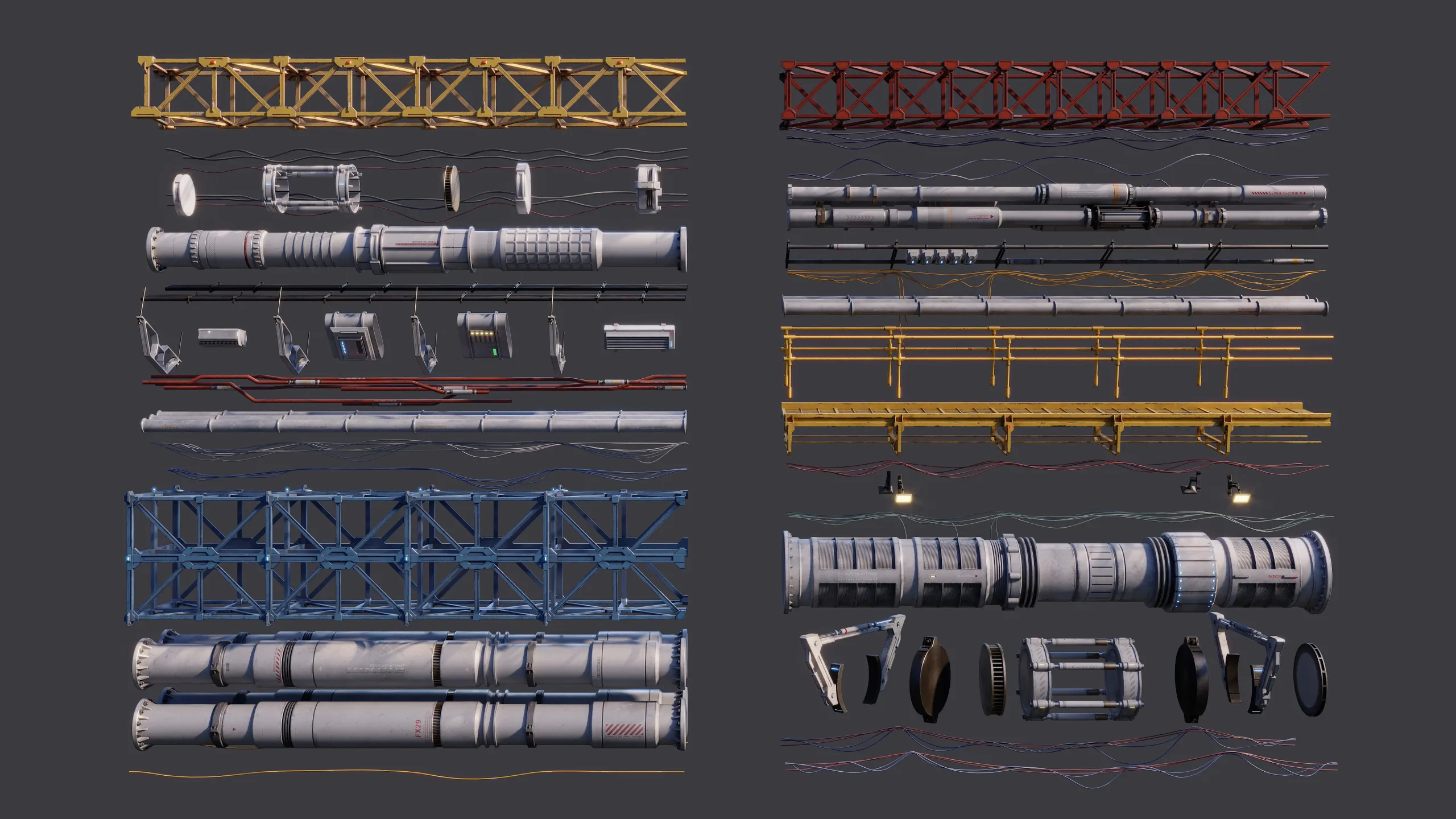 Sci-Fi Tubes Cables Pipe Kit Vol 02-PBR