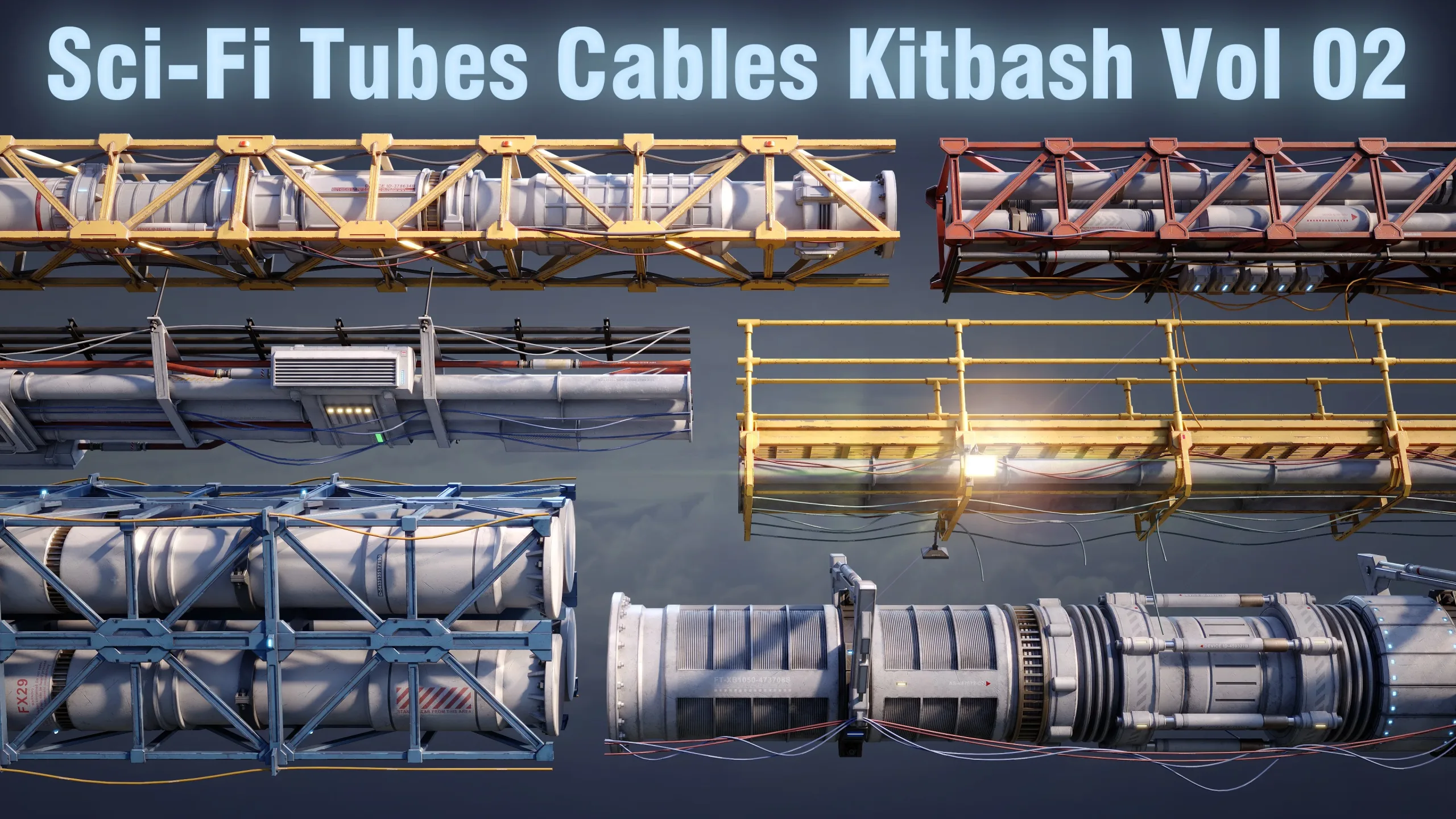 Sci-Fi Tubes Cables Pipe Kit Vol 02-PBR