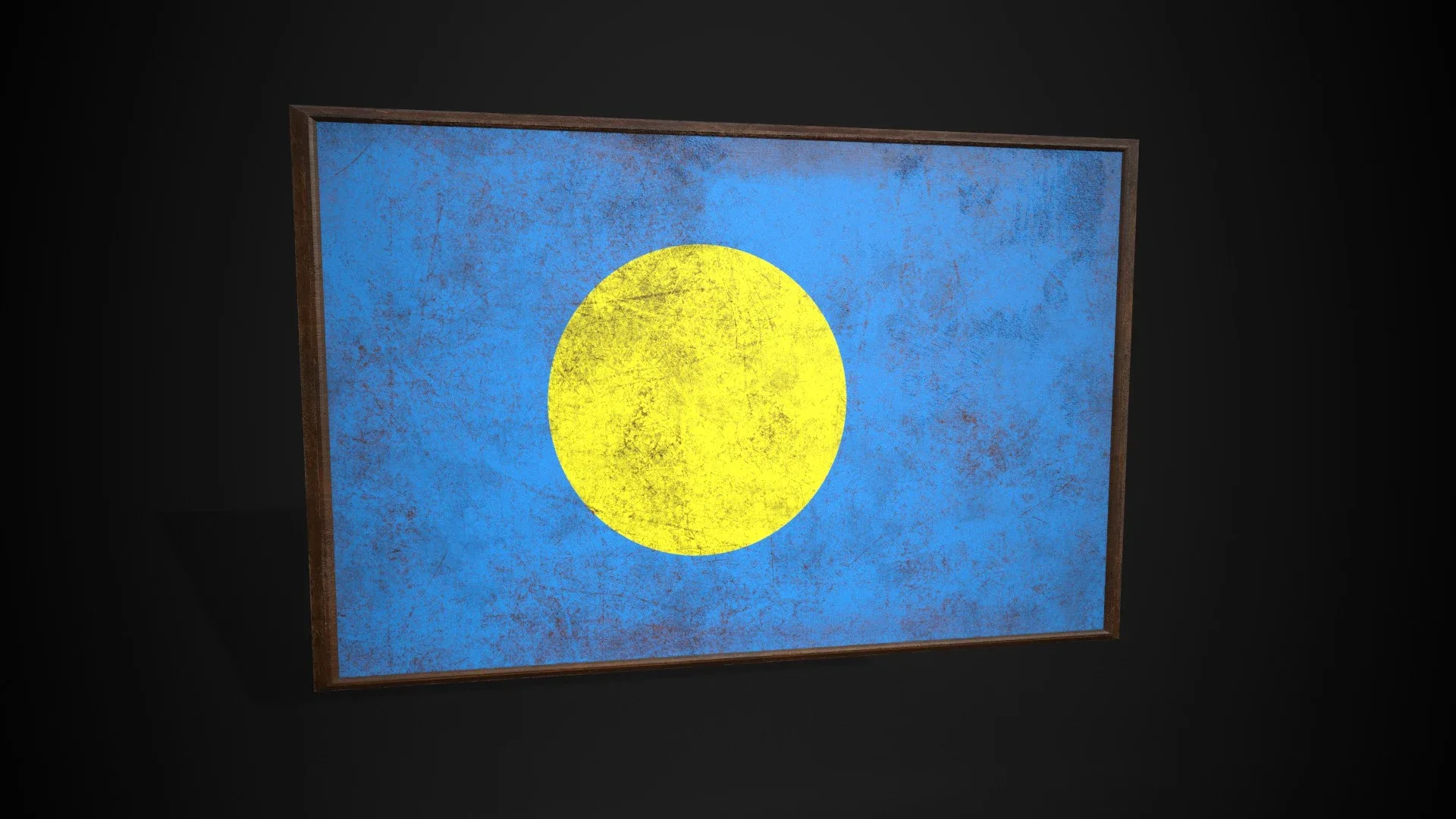 Old Picture Frame With Palau Flag - Game Ready PBR Low-poly 3D model