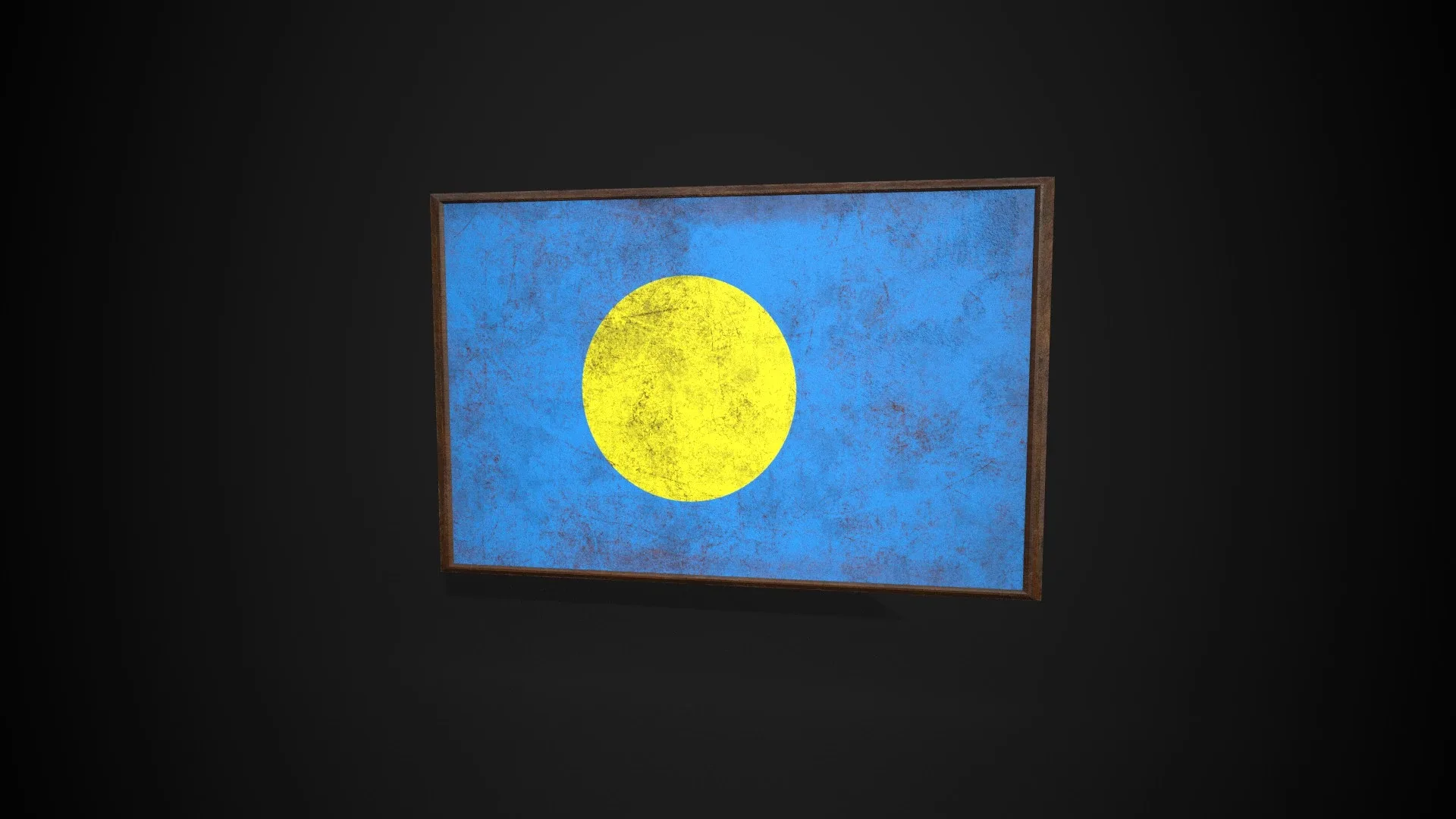 Old Picture Frame With Palau Flag - Game Ready PBR Low-poly 3D model