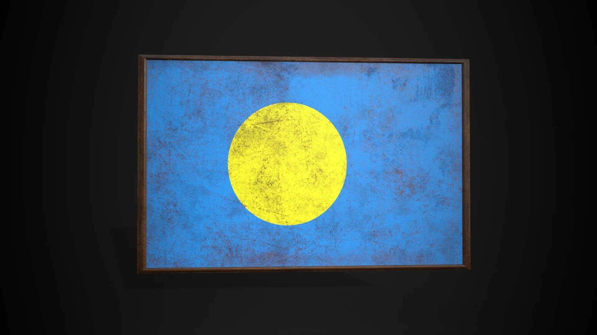 Old Picture Frame With Palau Flag - Game Ready PBR Low-poly 3D model