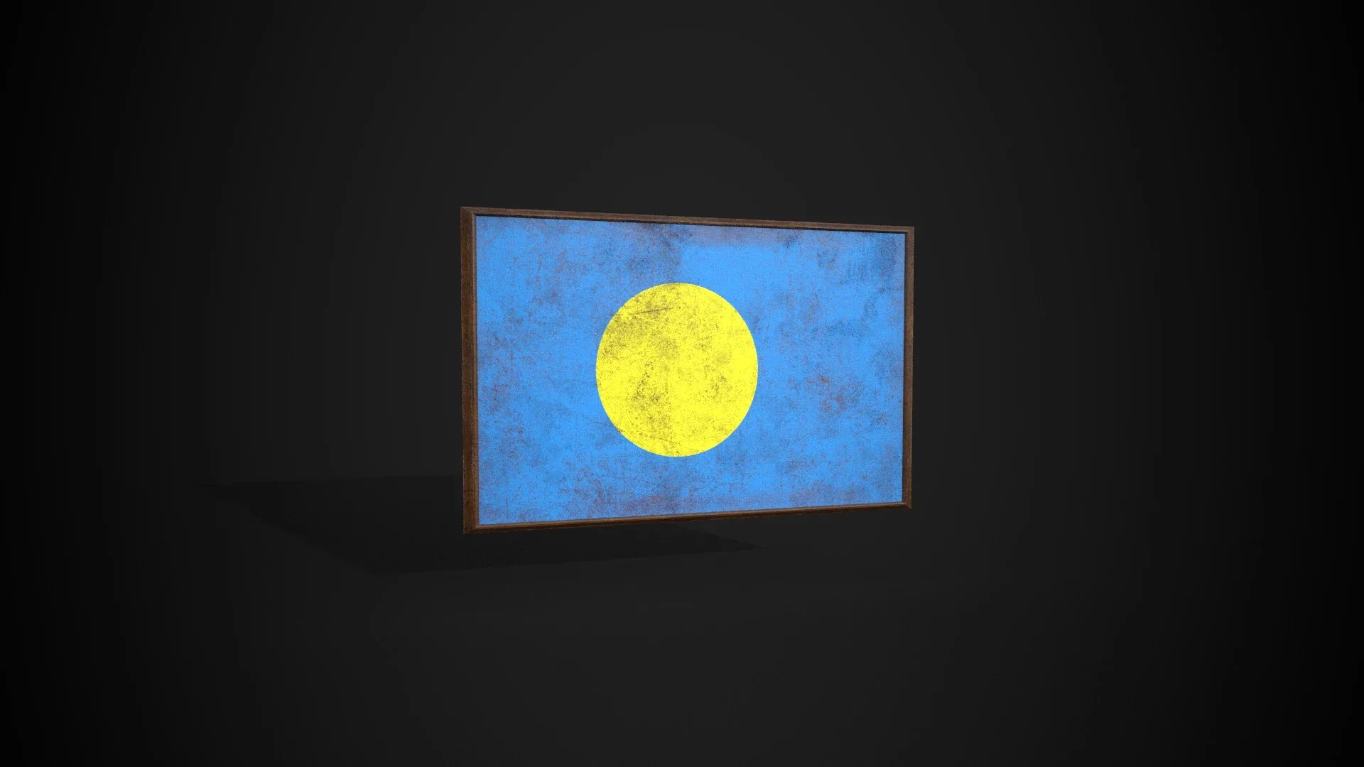 Old Picture Frame With Palau Flag - Game Ready PBR Low-poly 3D model