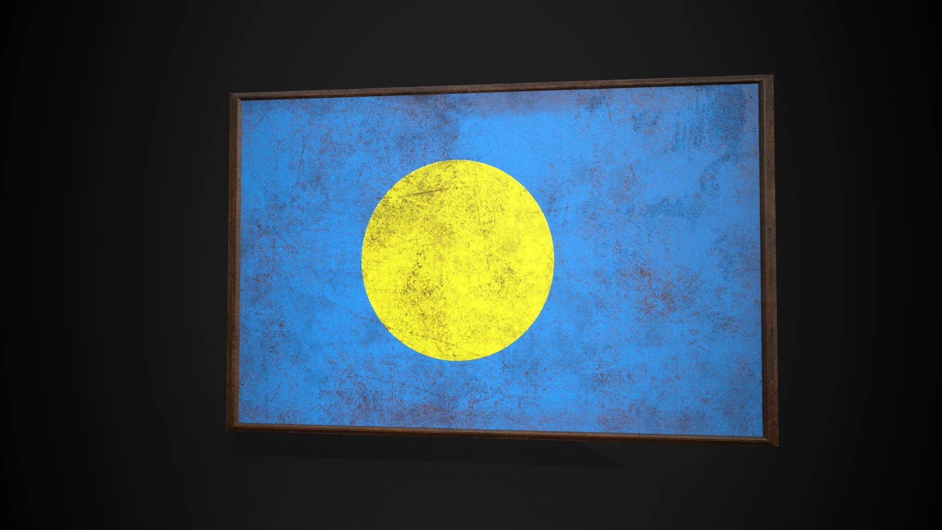 Old Picture Frame With Palau Flag - Game Ready PBR Low-poly 3D model