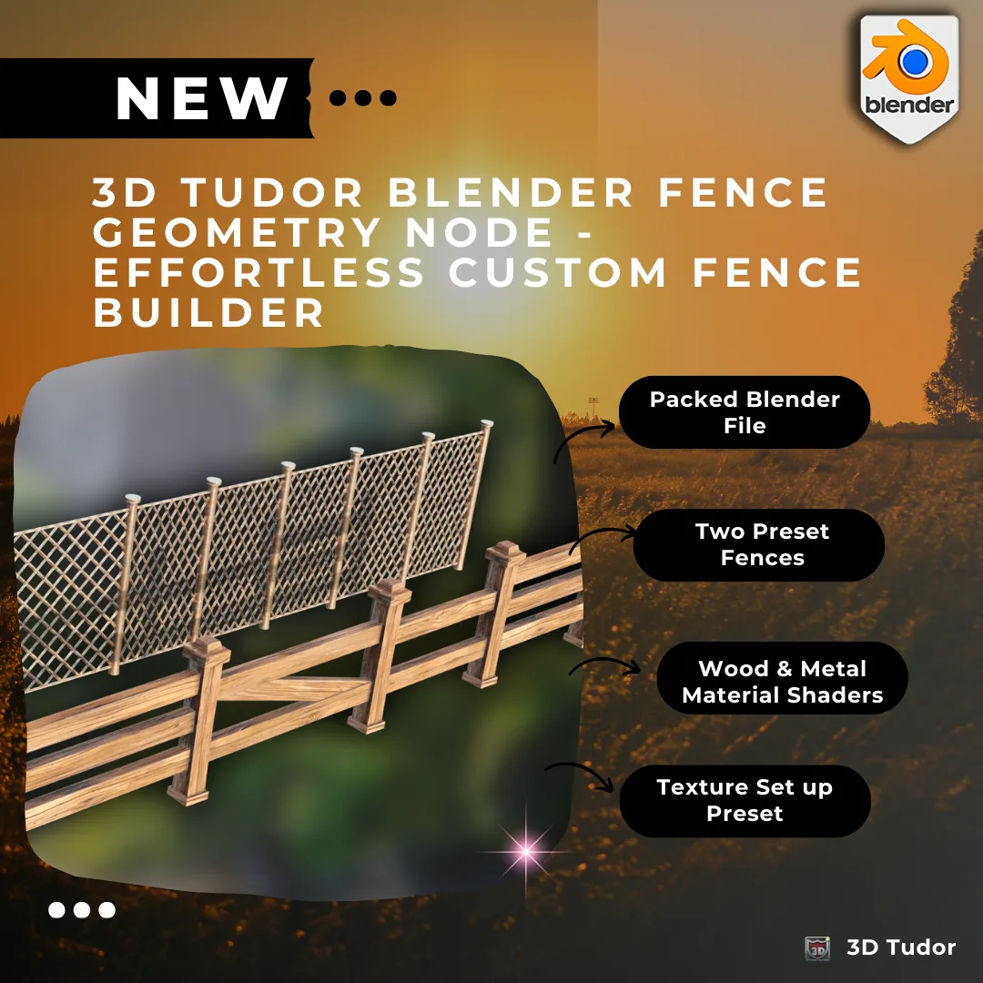 3D Tudor Blender Fence Geometry Node - Effortless Custom Fence Builder
