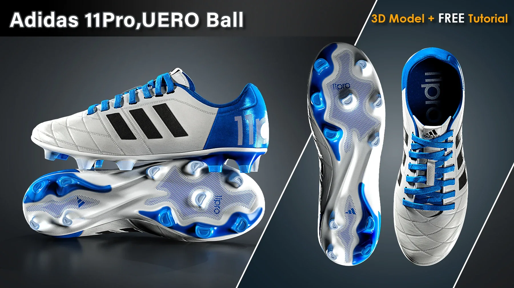 Adidas 11Pro+UERO Ball / 3D Model+ FREE Tutorial