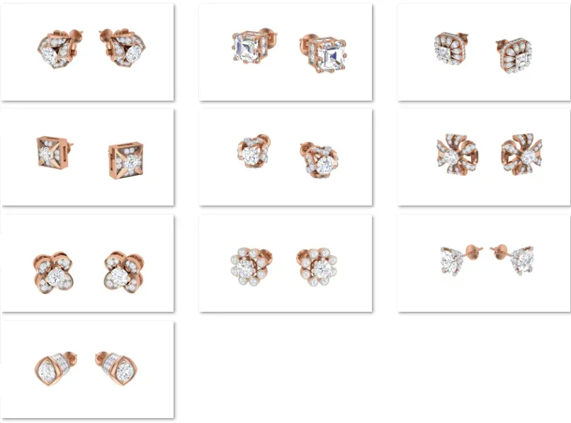 10 Diamond Stud Earrings Pack