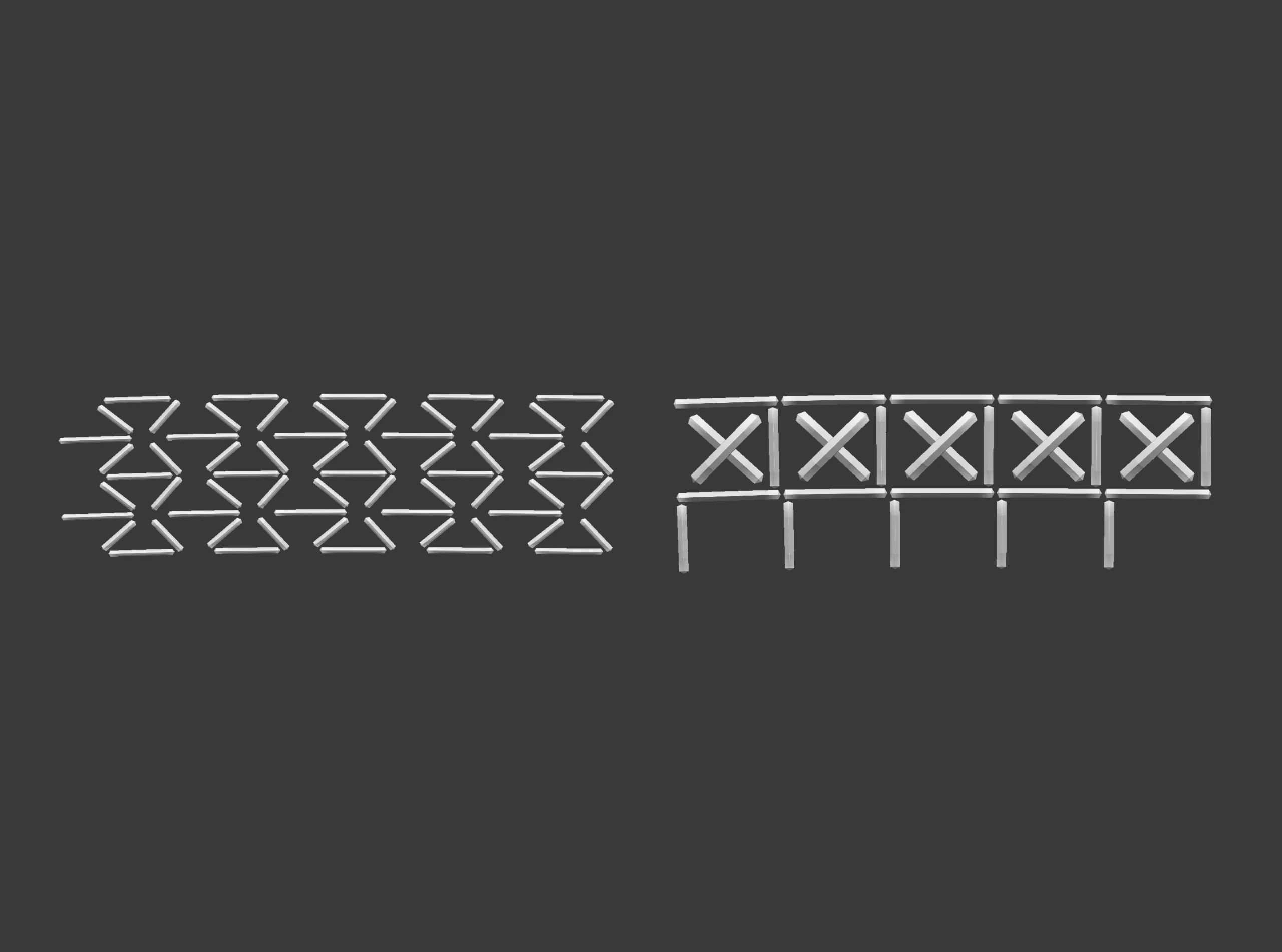 70 Low poly stitch, sewing seams ornament IMM and IMM curve brushes for Zbrush.
