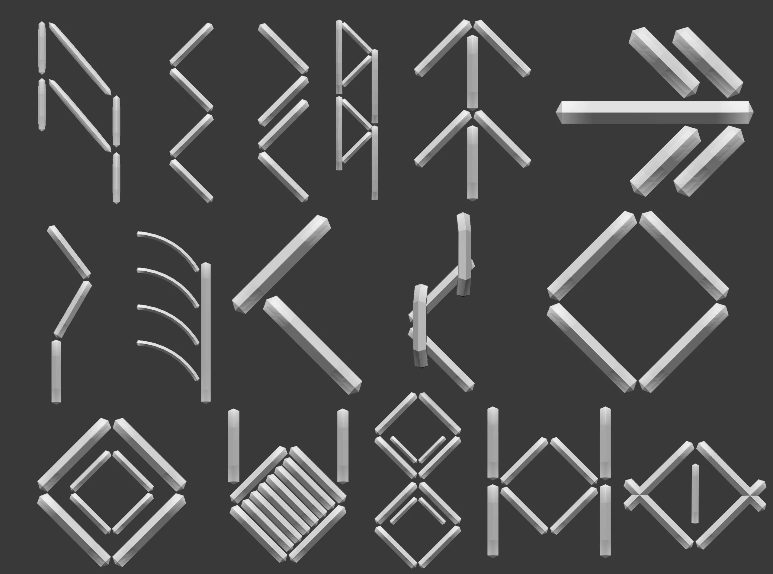 70 Low poly stitch, sewing seams ornament IMM and IMM curve brushes for Zbrush.