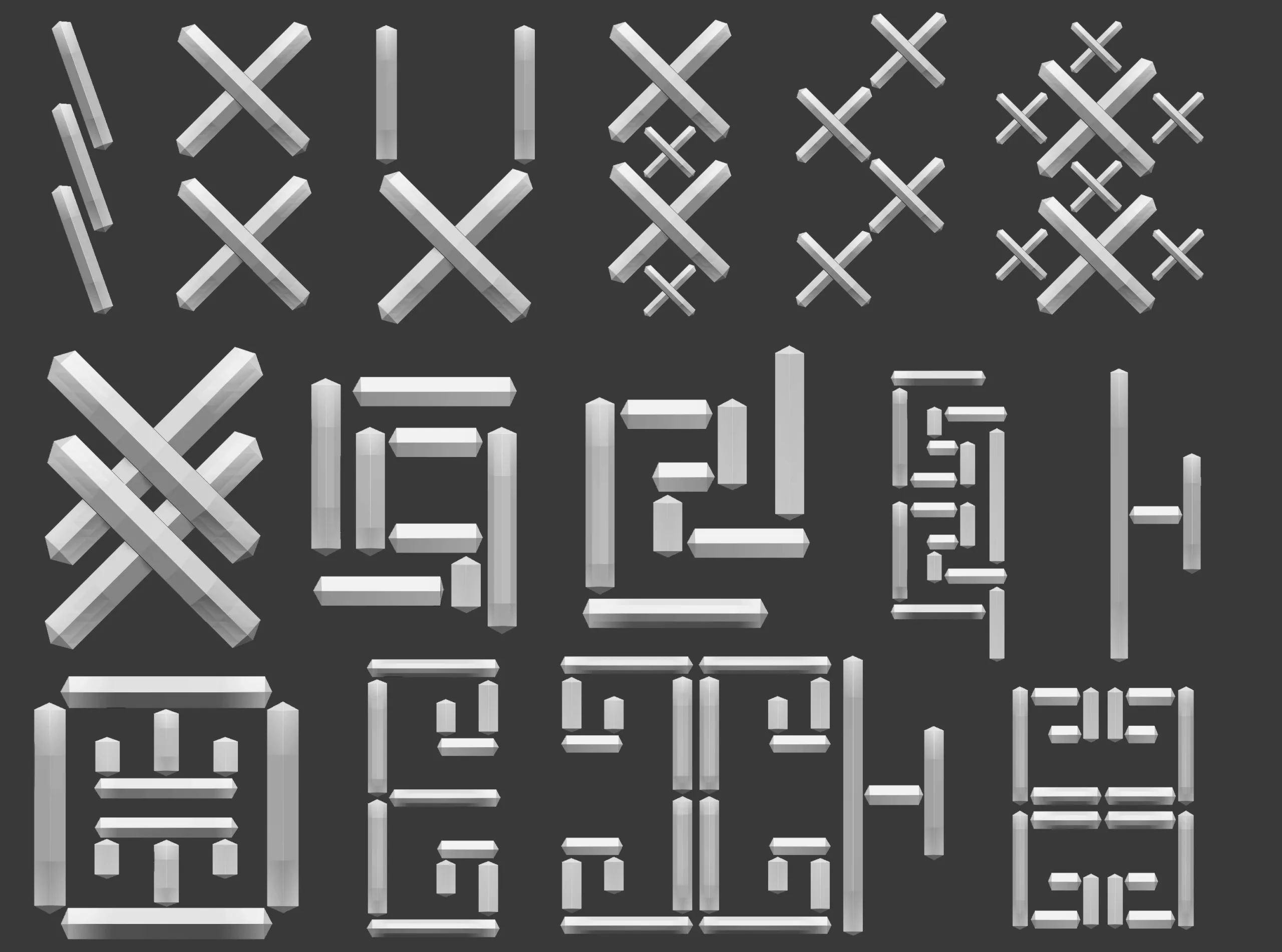 70 Low poly stitch, sewing seams ornament IMM and IMM curve brushes for Zbrush.