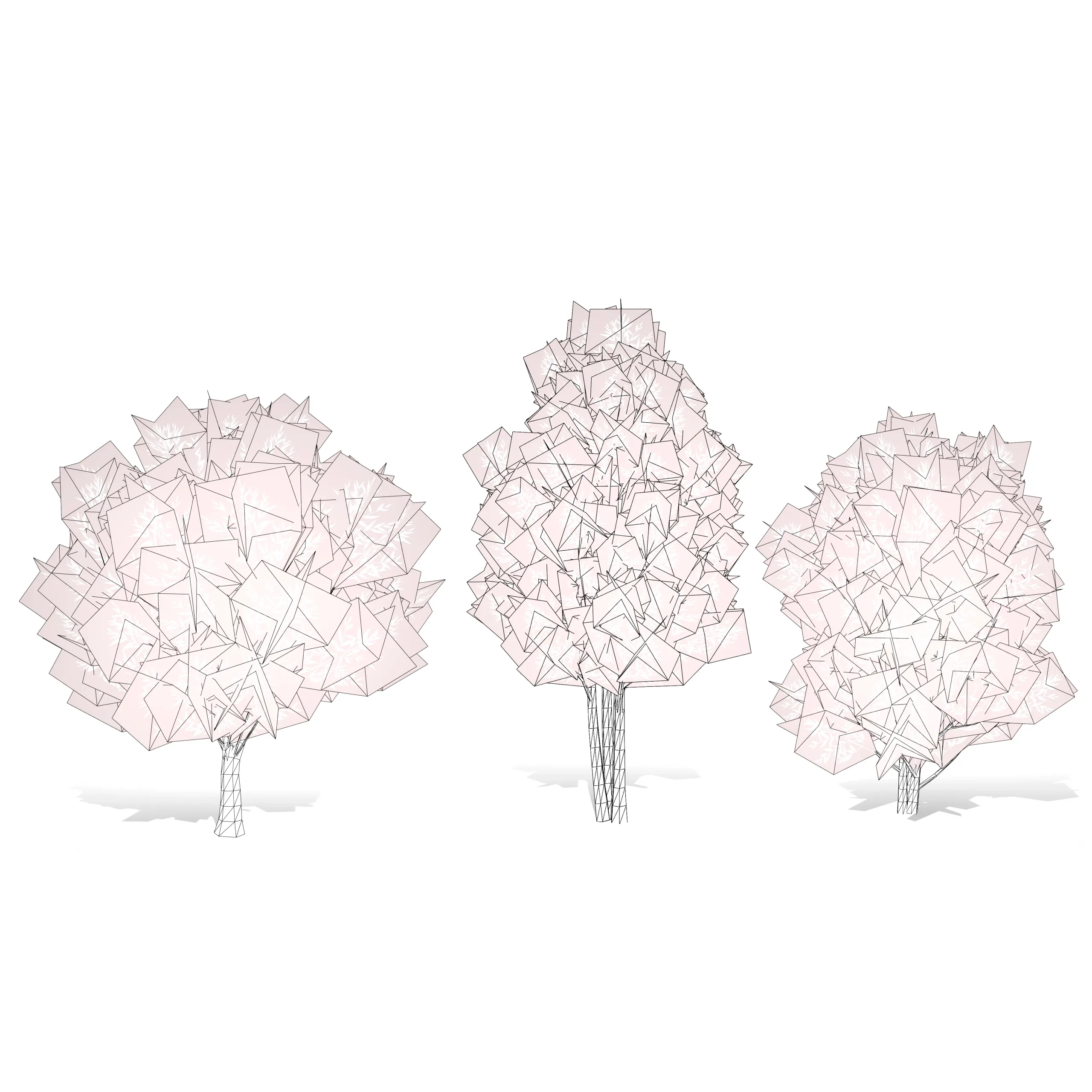 Low Poly Salix Alba Trees