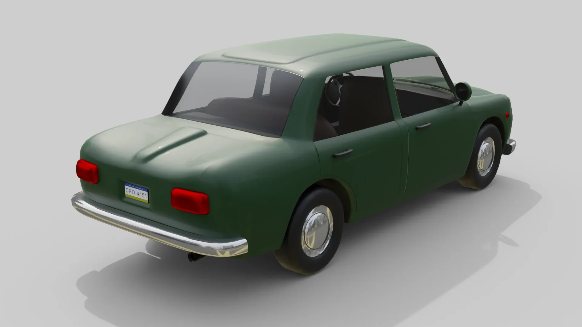 Low-Poly Vintage Sedan Car Game-Ready and Render Asset - 3D model