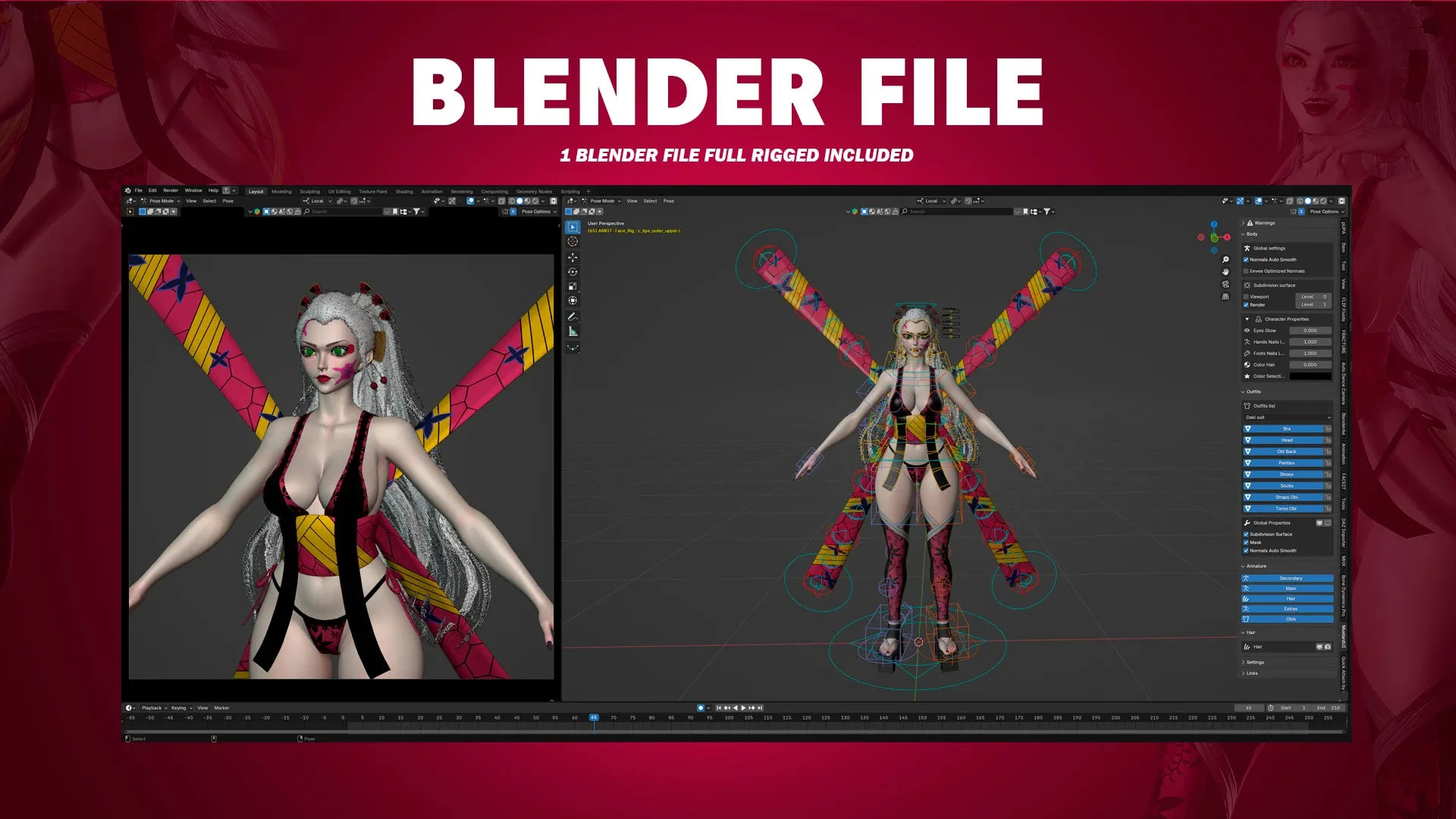 Daki - Kimetsu No Yaiba - UE5 - Blender 3D Model Low-poly