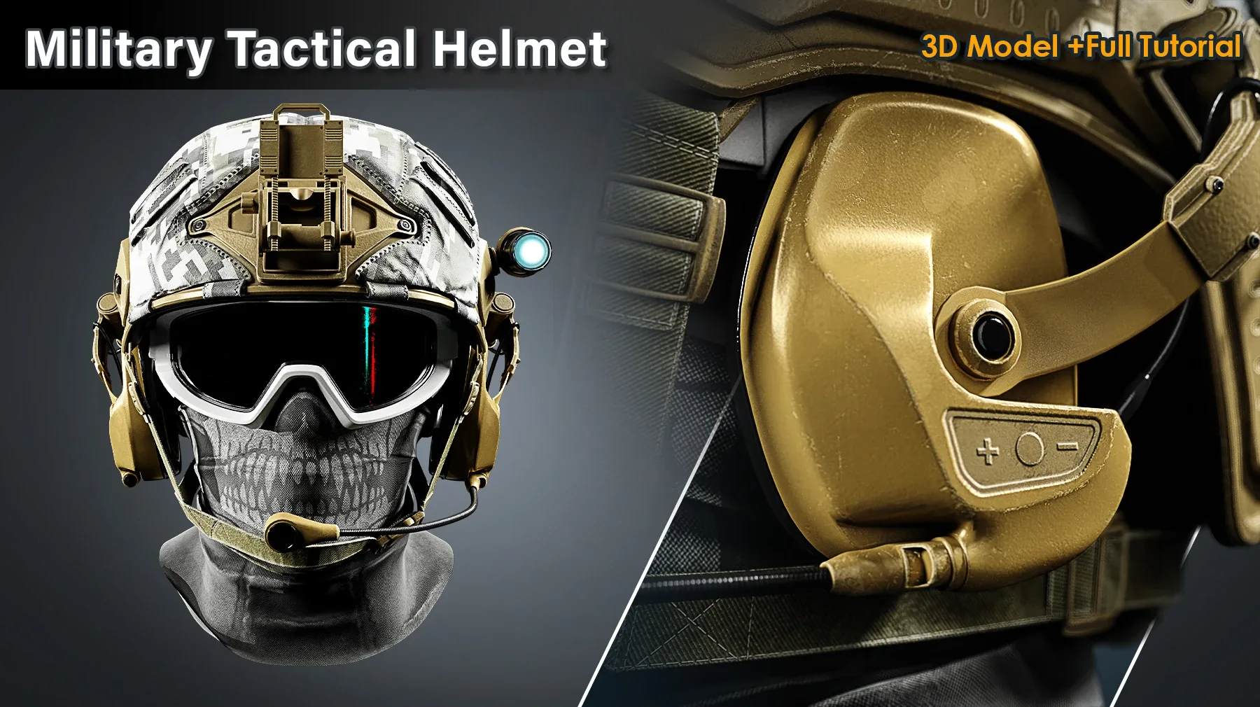 Military Tactical Helmet / 3D Model+Full Tutorial