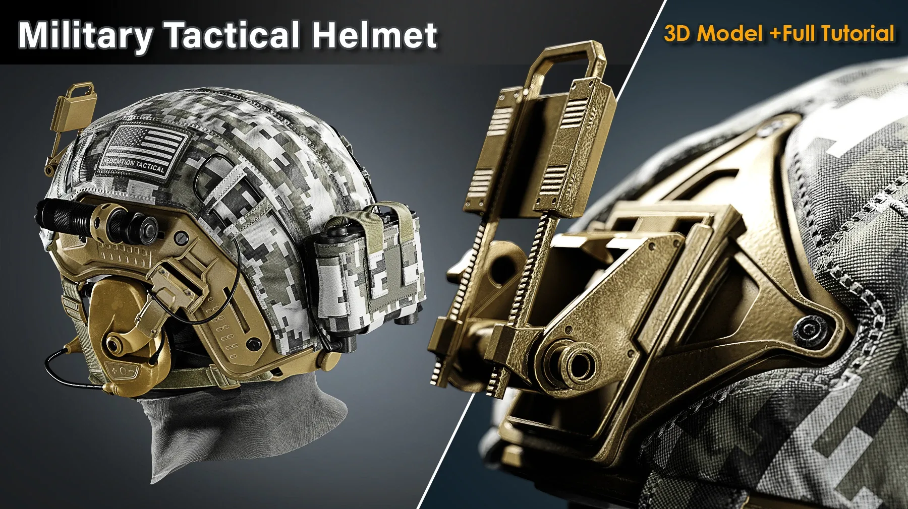 Military Tactical Helmet / 3D Model+Full Tutorial