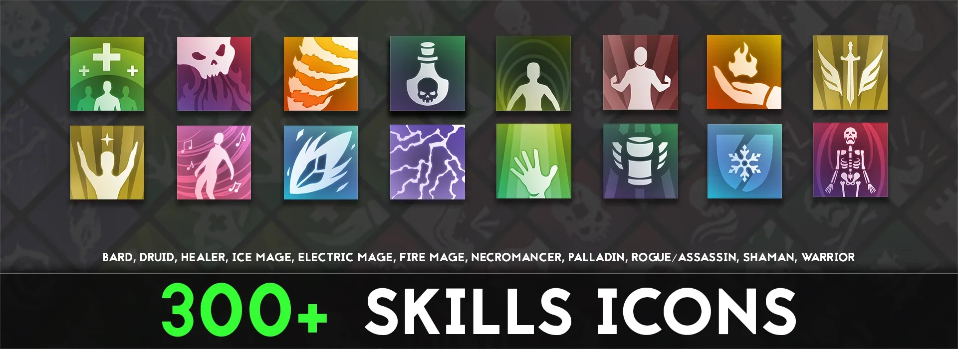 300+ Skills Icons for various classes (+b&w version)