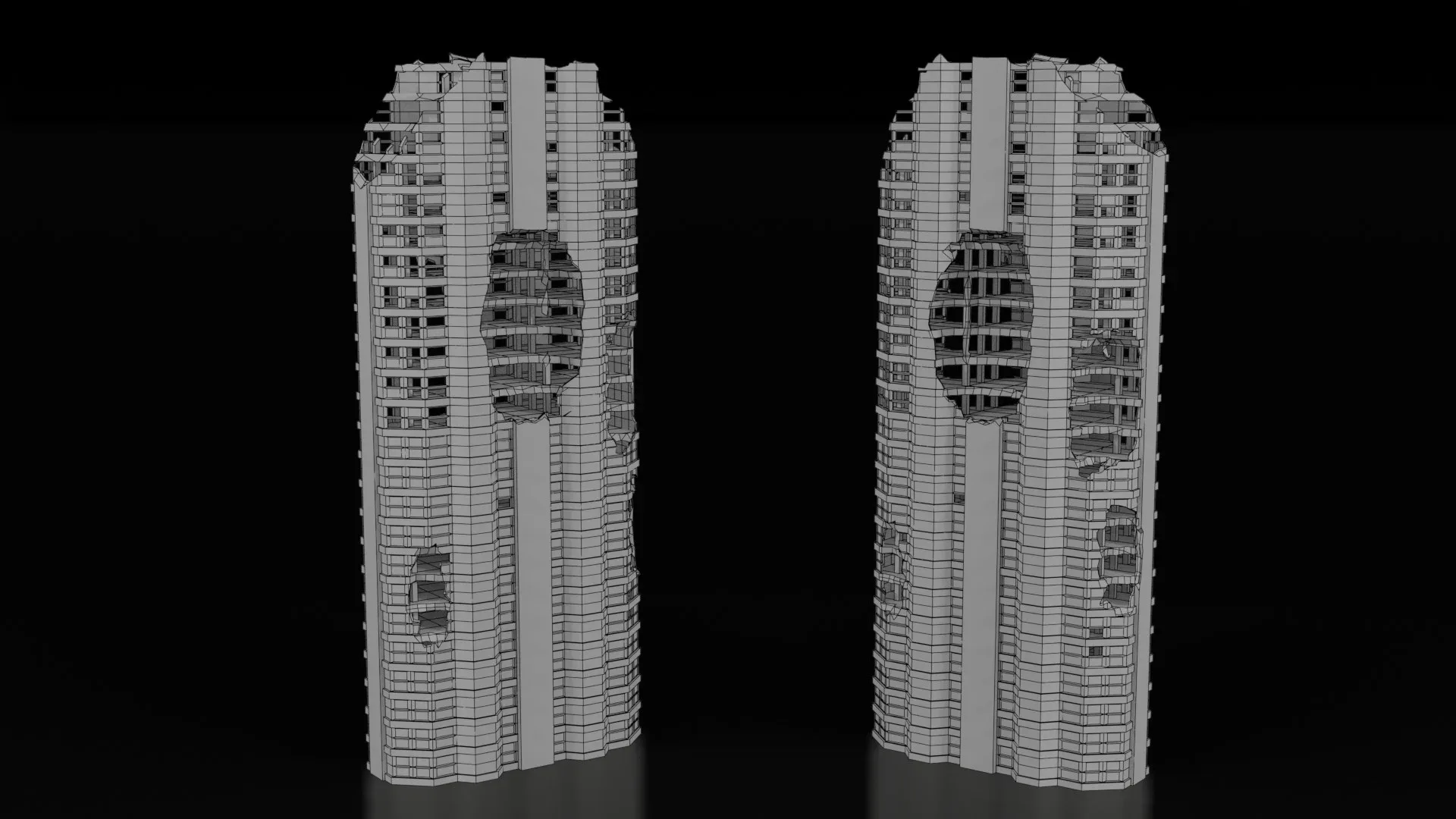 Low Poly Ruined Building - Game Ready - PBR