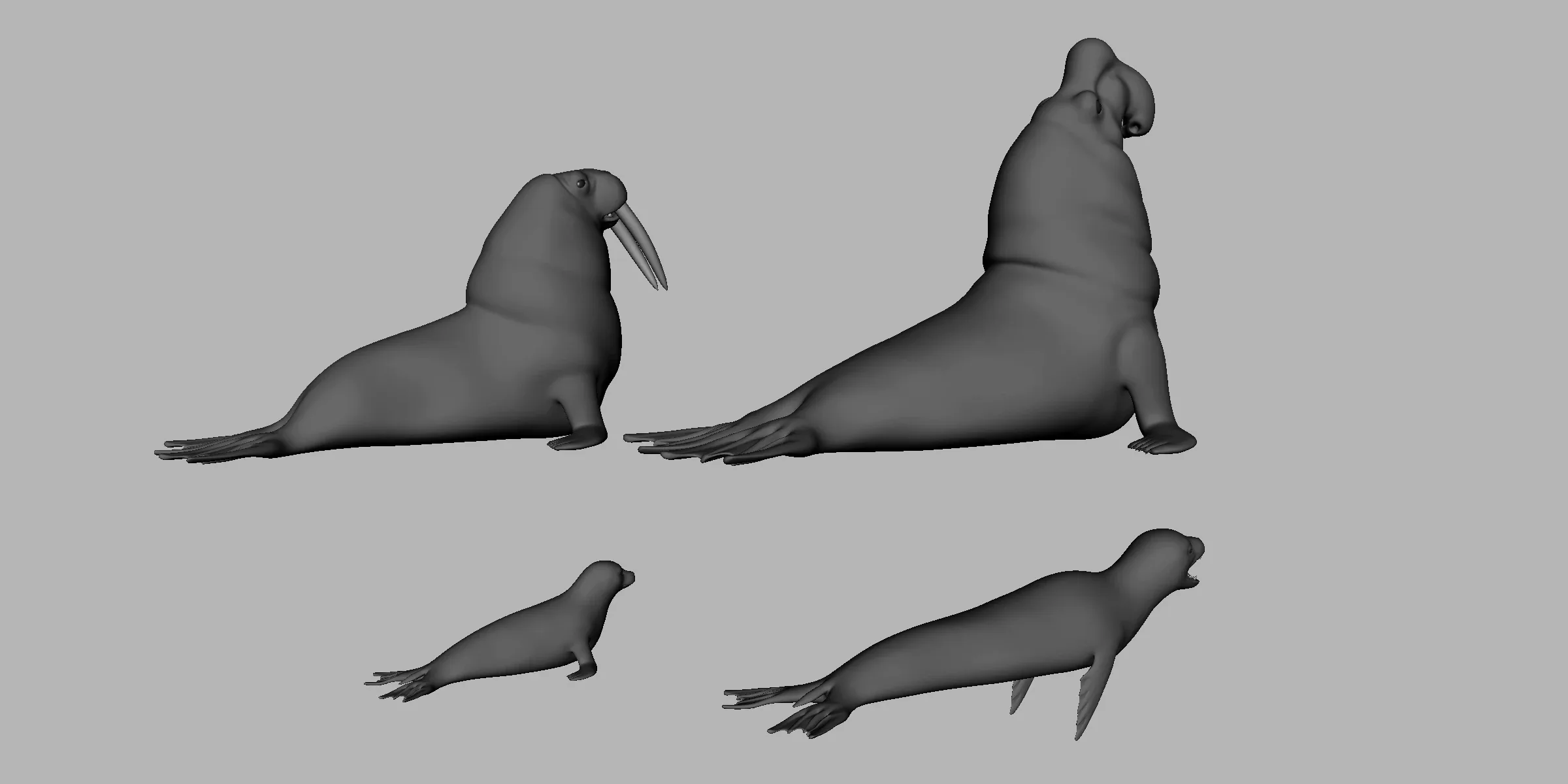 4 Seal Pack  - Topology + UV Map