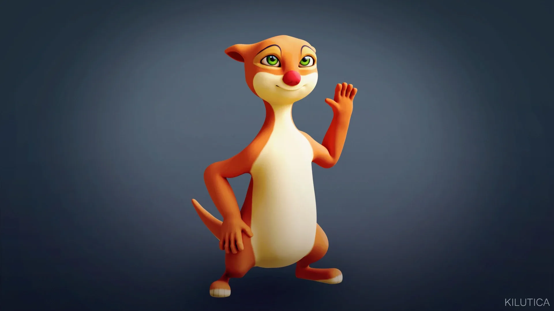 Cartoon Ferret Biped Rigged Low-poly 3D model