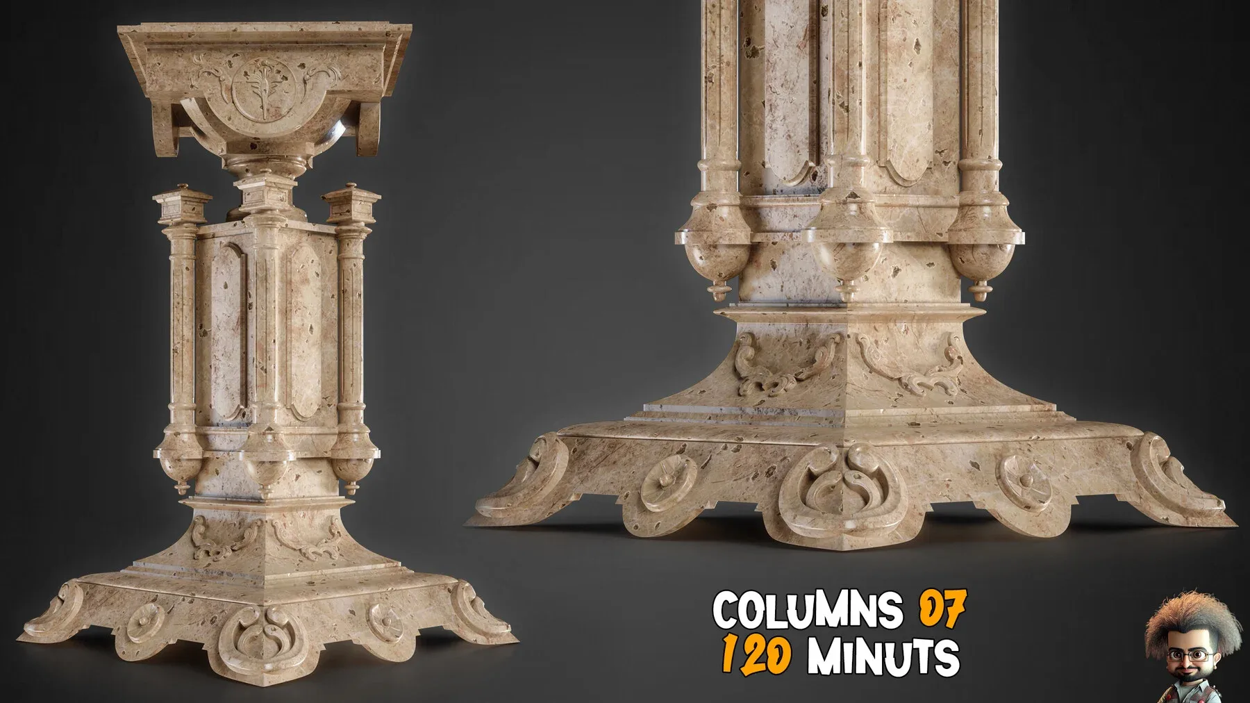 10 Ornamental Gothic Columns Tutorials - Vol 05
