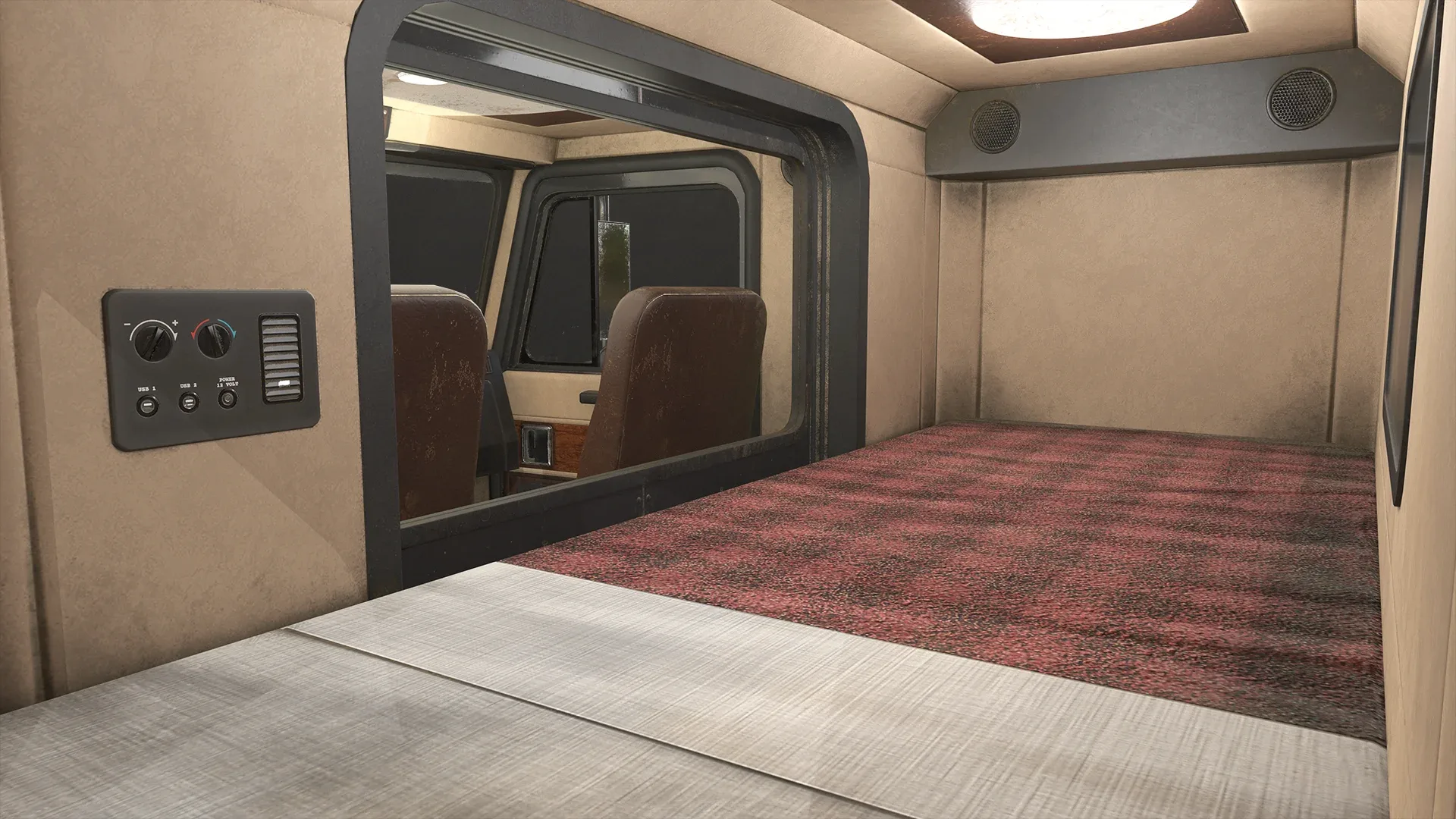 Flat Top Semi Truck Flatbed Trailer - Low Poly