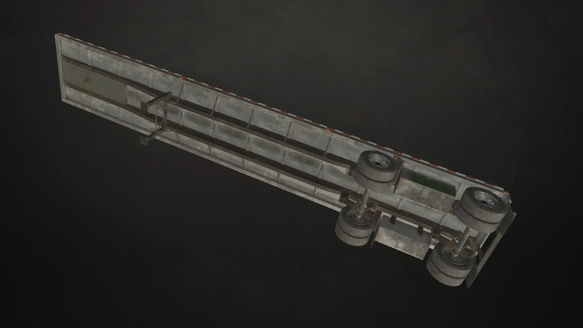 Flat Top Semi Truck Flatbed Trailer - Low Poly