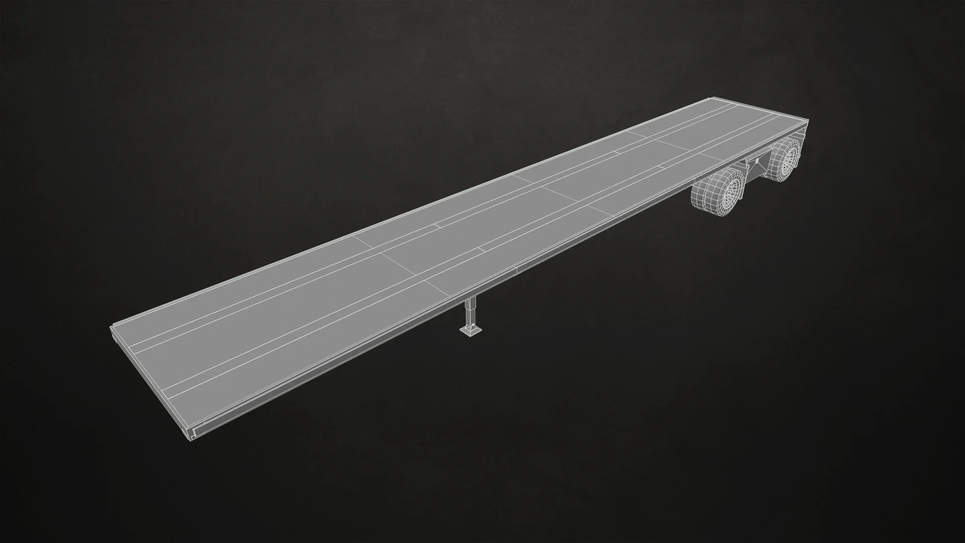Flat Top Semi Truck Flatbed Trailer - Low Poly