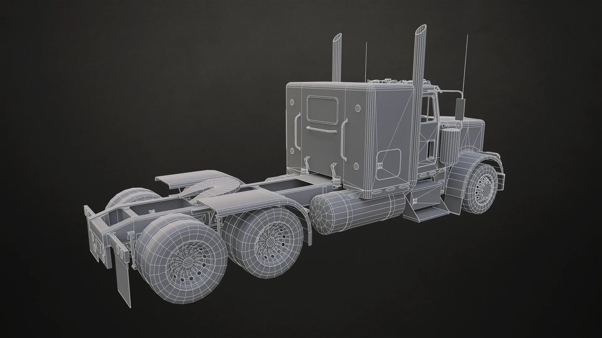 Flat Top Semi Truck Flatbed Trailer - Low Poly