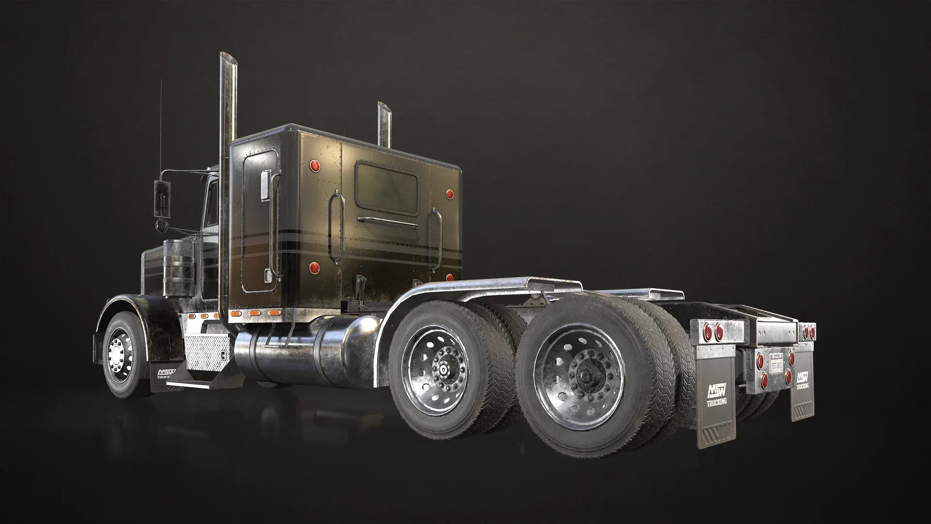 Flat Top Semi Truck Flatbed Trailer - Low Poly