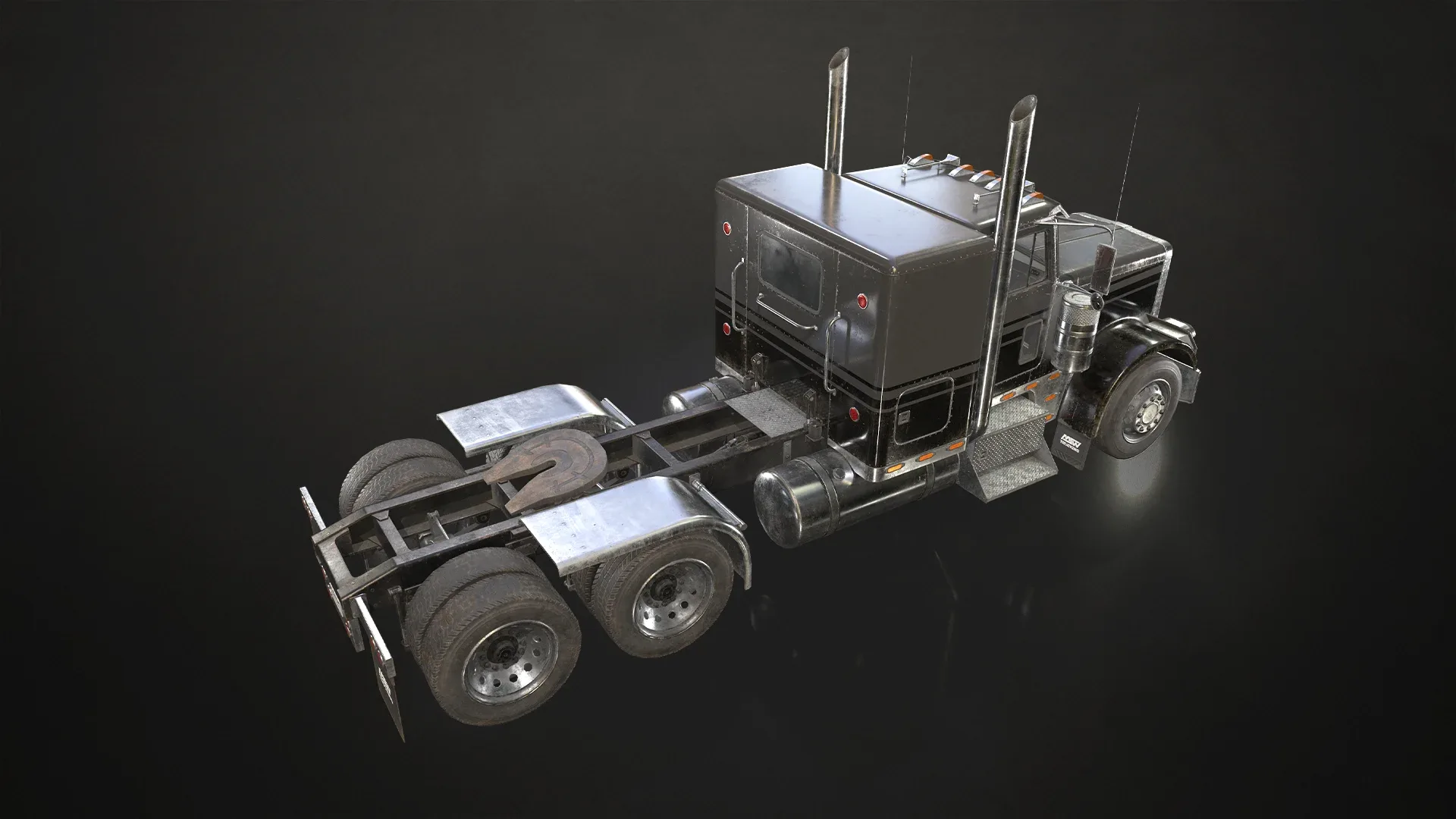 Flat Top Semi Truck Flatbed Trailer - Low Poly