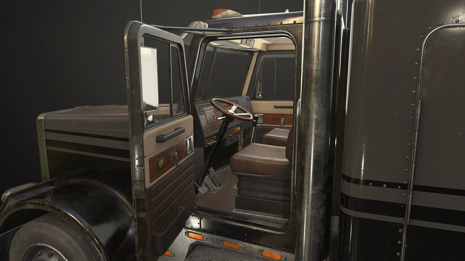 Flat Top Semi Truck Flatbed Trailer - Low Poly