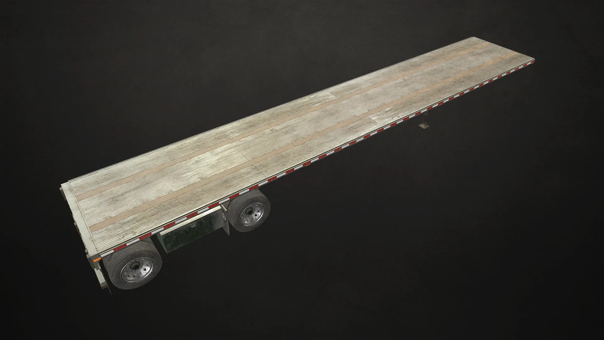 Flat Top Semi Truck Flatbed Trailer - Low Poly