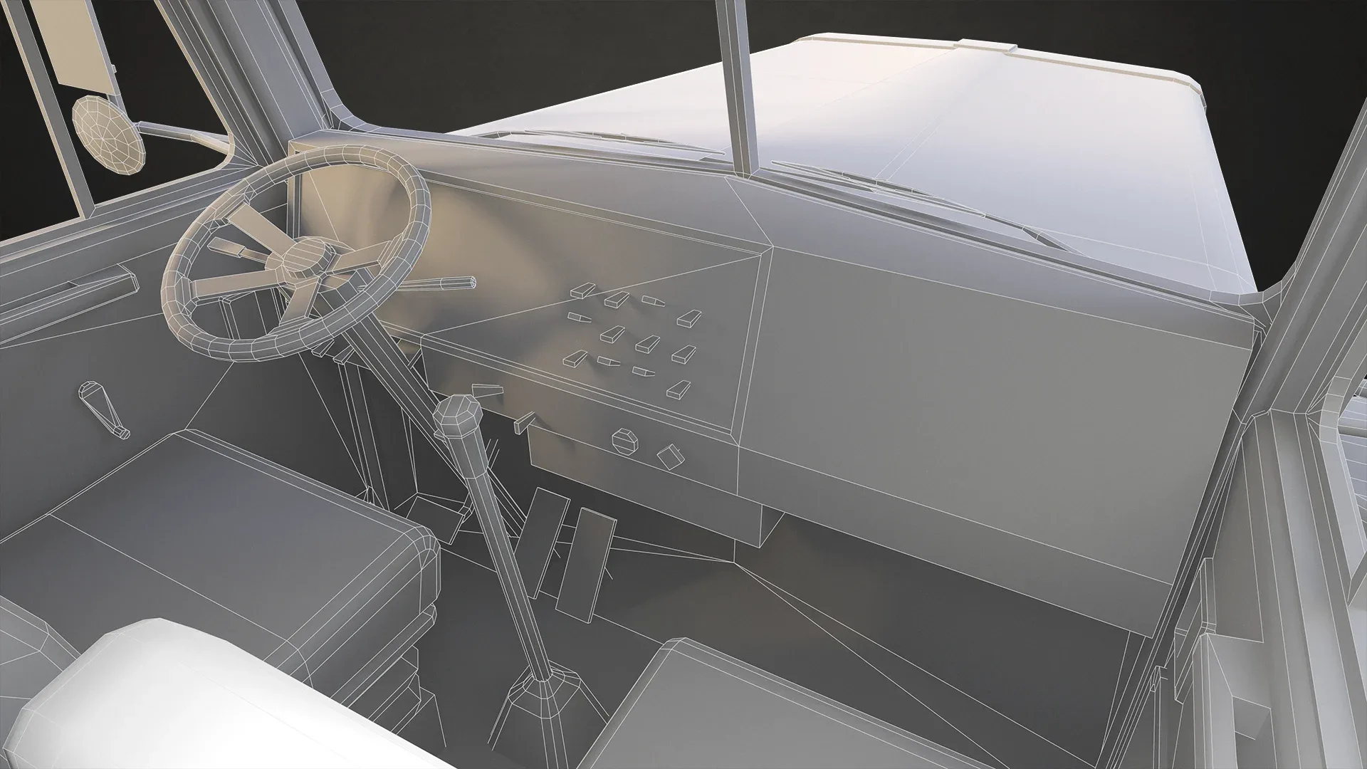 Flat Top Semi Truck Flatbed Trailer - Low Poly