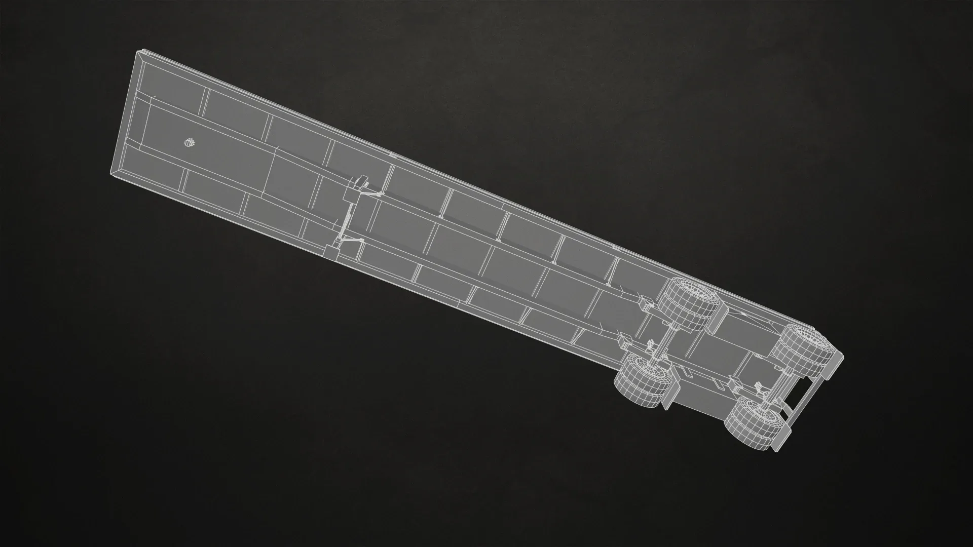 Flat Top Semi Truck Flatbed Trailer - Low Poly