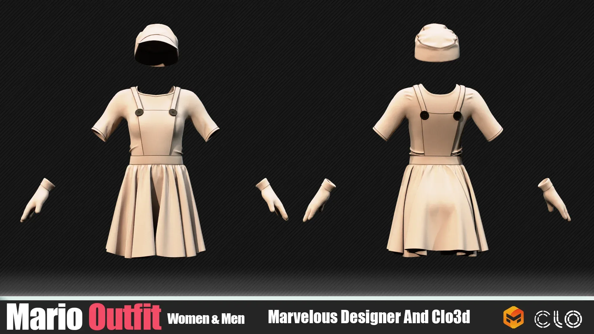 Mario Outfit Collection Women And Men (CLO3D, MD PROJECTS+OBJ+FBX)