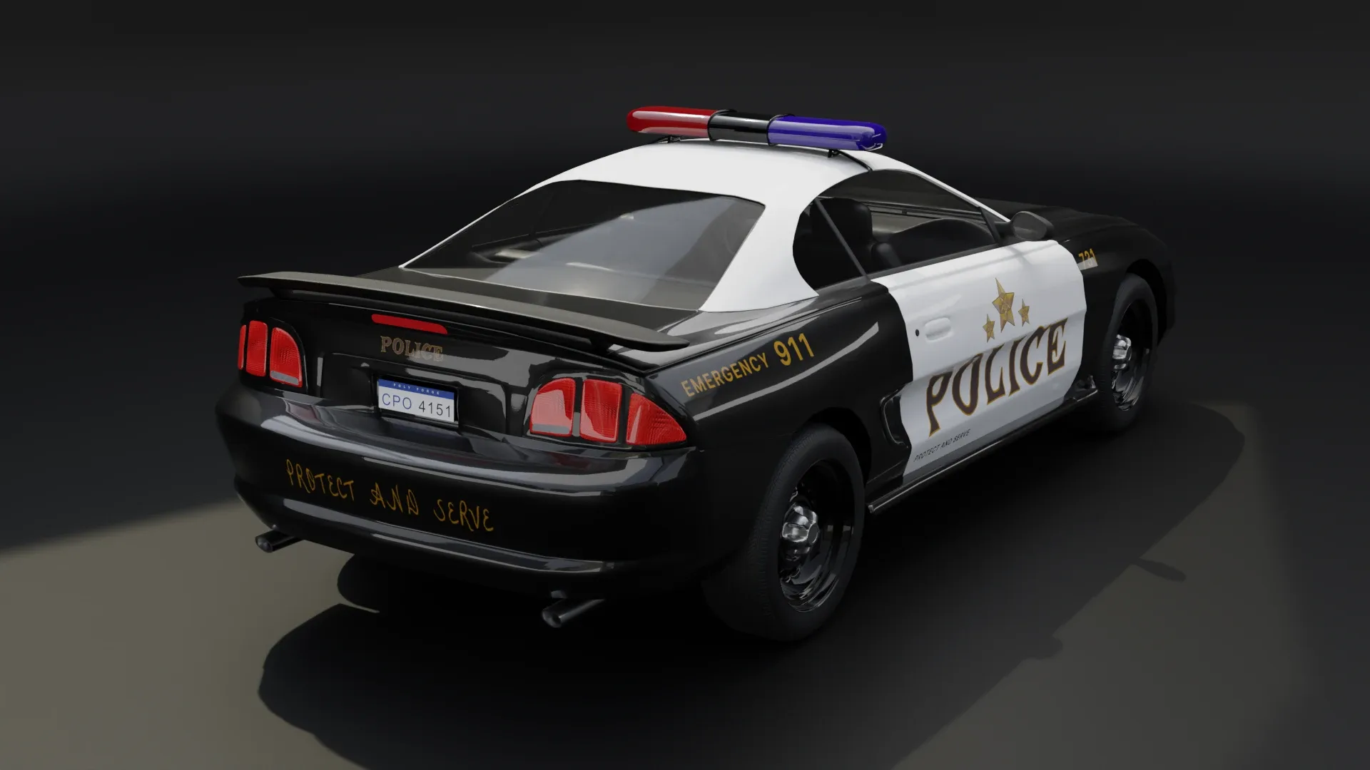 Fast Police Car 3D Model FlippedNormals