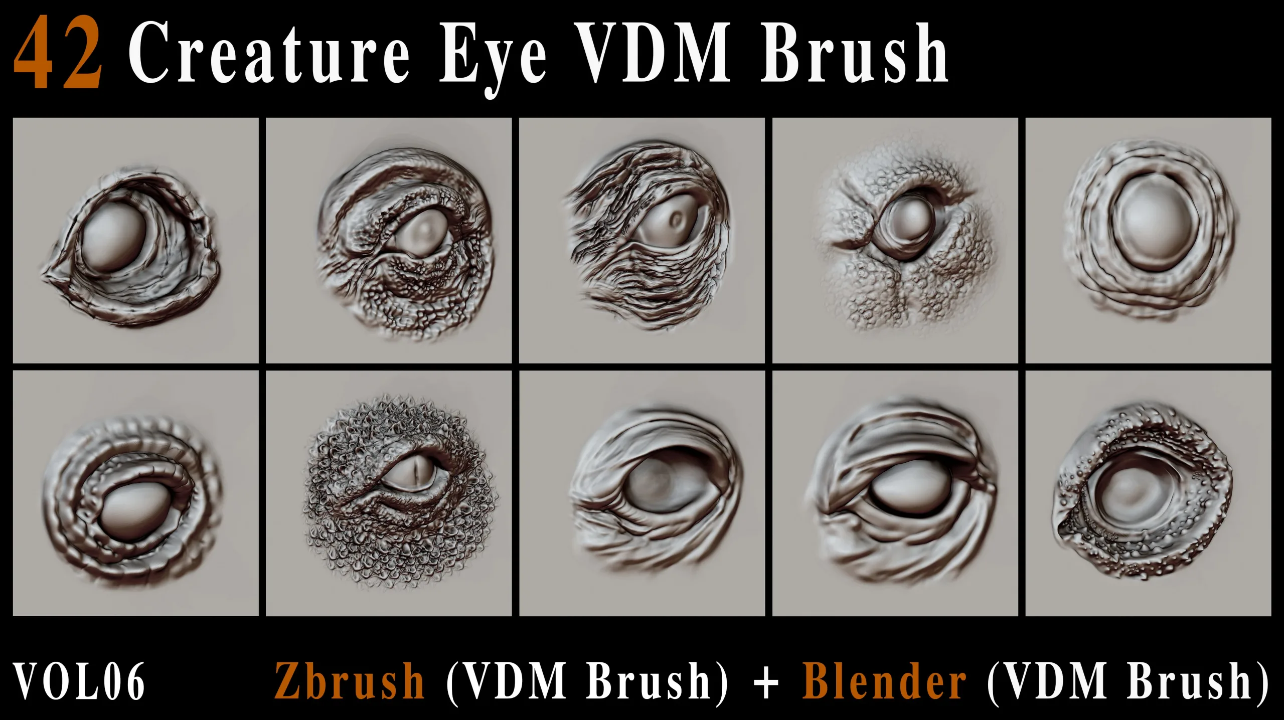 42 Creature Eye VDM Brush - For ZBrush & Blender - Vol06