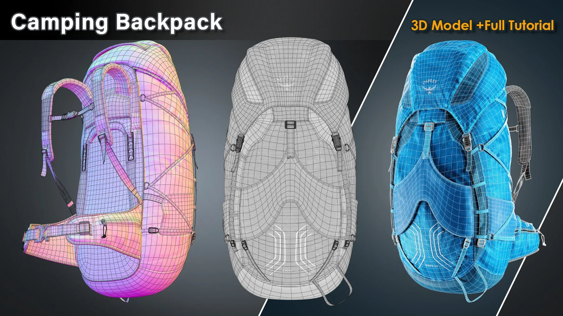 Camping Backpack / 3D Model + Full Tutorial